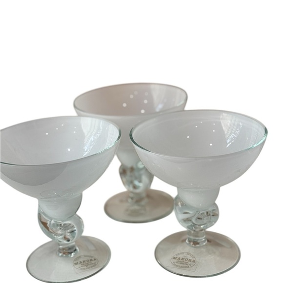 Makoro Jozefina Krosno Hand Made in Poland 4 1/4 in Martini Art Glass lot of 3 - Picture 3 of 6